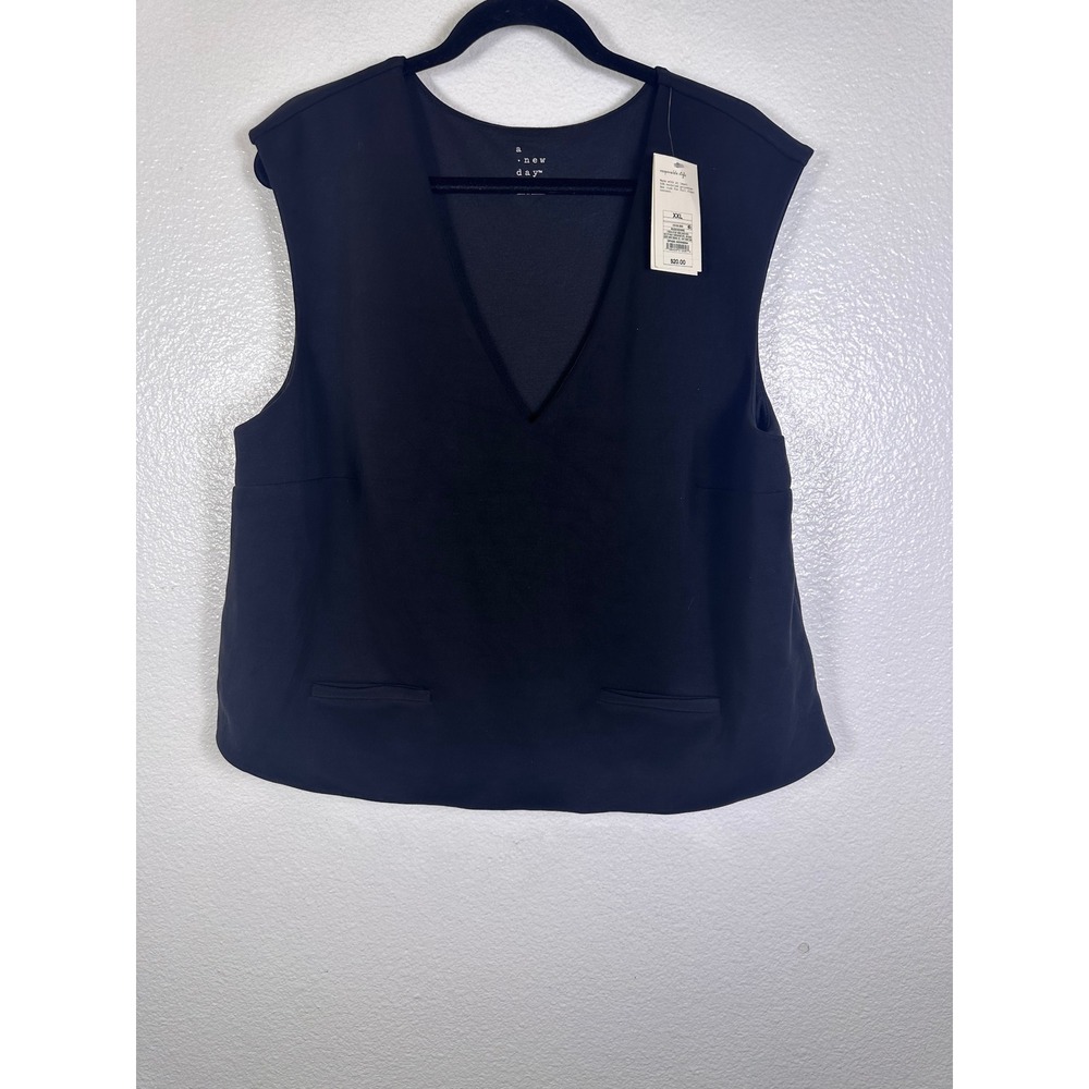 A New Day Black V-Neck Sleeveless Vest Top XXL New With Tags